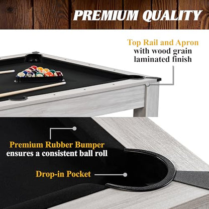 Barrington Billiards 7' Drop Pocket Pool Table 3-in-1 Combo Table, Dining Top, Table Tennis and Billiards with Accessories - style: 7 Ft. Monteray Gray