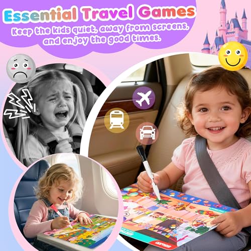 Search and Find Activity Books for Kids Ages 3-5, 2 In 1 Princess Preschool Educational Seek Game Coloring Books, Travel Games Toys for Car Airplane, Road Trip Activities for Kids, Birthday Gifts - style: Princess, Girl