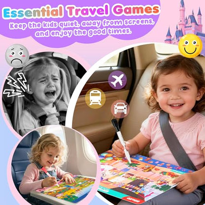 Search and Find Activity Books for Kids Ages 3-5, 2 In 1 Princess Preschool Educational Seek Game Coloring Books, Travel Games Toys for Car Airplane, Road Trip Activities for Kids, Birthday Gifts - style: Princess, Girl