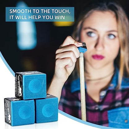 HMQQ Pool Cue Chalk – 12 Pack Billiard Chalk, Low Dust & Anti-Slip Cue Chalk for Smooth, Accurate Shots – 6 Colors Available for Pool Lovers, Home Tables & Clubs - color: Blue