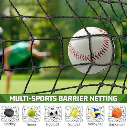 BaseGoal Baseball & Softball Backstop Nets, Heavy Duty Sports Practice Nets, Sports Netting Barrier,DIY Ball Net,Hitting Net for Baseball, Hockey, Soccer, LAX and More - size: 10x50ft
