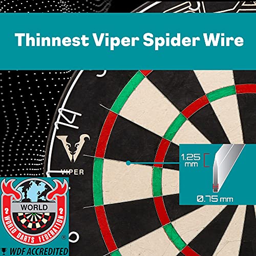 Viper Slash Official Competition Bristle Steel Tip Dartboard, WDF Accredited with Staple-Free Ultra-Thin Metal Wiring, Self-Healing Professional-Grade African Sisal, Magnetic Dart Holders