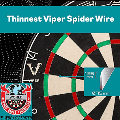 Viper Slash Official Competition Bristle Steel Tip Dartboard, WDF Accredited with Staple-Free Ultra-Thin Metal Wiring, Self-Healing Professional-Grade African Sisal, Magnetic Dart Holders