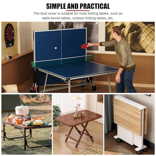Table Tennis Table Cover with Zipper Waterproof Dustproof Sunproof Ping Pong Table Cover for Indoor Outdoor Foldable Table Tennis Tables Beige 155x75x144cm