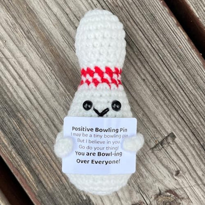 Bowling Accessories Crochet Gifts, Emotional Support Bowling Pin Office Desk Decor Decorations for Women Men (Positive Bowling Pin) - style: Positive Bowling Pin