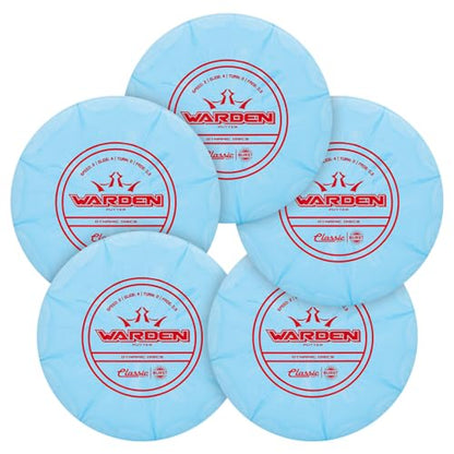 Dynamic Discs Warden Disc Golf Putter 5-Pack | Straight Flying Beadless Putt & Approach Set | Grippy Classic Plastic Feel | Smooth Release & Consistent Control | 170g+ (Colors May Vary) - size: 5-Pack (Classic Soft Burst)