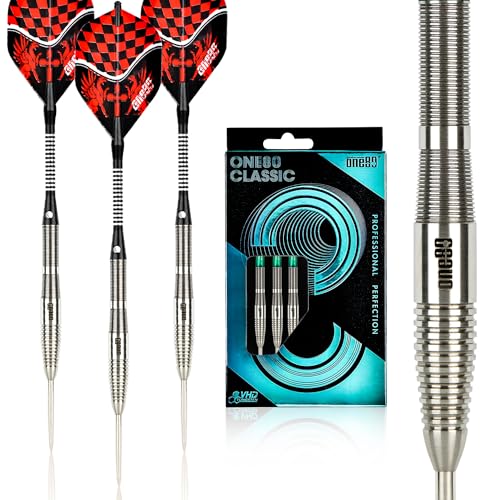 ONE80 90% VHD Steel Tip Tungsten Dart, Professional Barrel Style with Extra Flights, Shafts and Sharpener Gift Box Packaging - style: C-23g