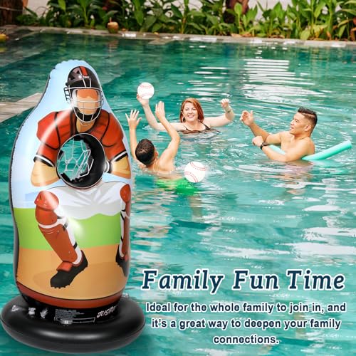Inflatable Baseball Pitching Target Game for Adults Fun Training Toss Game with Mini Baseballs Sports Pool Floats Water Games for Beach Indoor Outdoor Activities Yard Family Birthday Party Favor