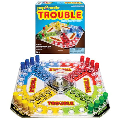 Winning Moves Classic Trouble, with Retro Art and Pop-O-Matic Popper | 2 to 4 Players, Ages 5+