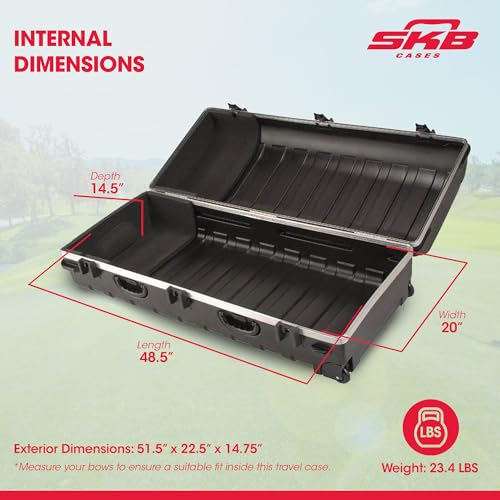 SKB Staff ATA Hard Shell Plastic Golf Travel Case for Cart Bags with 2 Wheels - Heavy-Duty Rolling Club and Driver Carrier for Airline Transport, Impact-Resistant with TSA Locking Latches - size: XX-Large