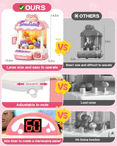 Jovow Claw Machine for Kids, Mini Vending Machine with Music, Prize Dispenser Toys for Girls and Boys, Electronic Claw Game Machine for Party Birthdays, Includes 45 Mini Toys (Medium)