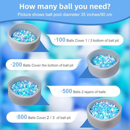 MoonxHome Ball Pit Balls for Toddlers, BPA Free Crush Proof Plastic Toy Balls for Ball Pit, Children's Pool Water Toys, Macaron Ocean Balls for Play Tent 2.15 Inch Pack of 100 200 500 800 1000 - color: Star Rod white&green&blue