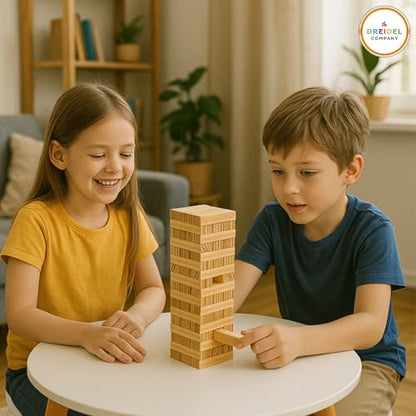 The Dreidel Company Wooden Blocks Stacking Tumbling Tower Game, Pull, and Tumble Blocks, Sensory Learning, Game Night, 6" Inches (12-Pack) - size: 12-Pack