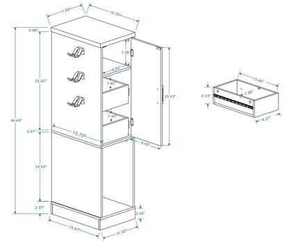 44.5” Media Storage Cabinet, Media Cabinet with 2 Built-in Drawers 3 Hooks & Shelf, Stereo Cabinet for Living Room, Easy Assembly