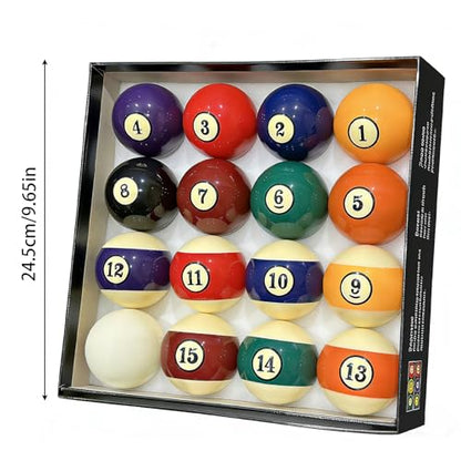 Billiard Balls Set 2-1/4 Inch Regulation Size, 16-Piece Premium Resin Pool Balls for Professional & Home Pool Table Replacement, Tournament Standard Billiard Balls(16 Resin Balls) New Grade A Crystal - style: Large Characters-Black Circle