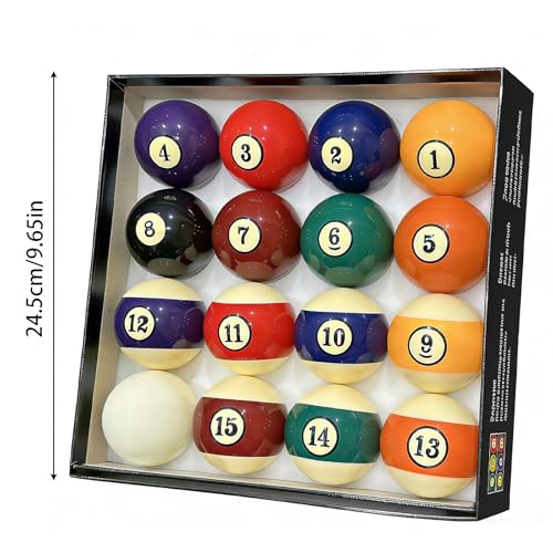 Billiard Balls Set 2-1/4 Inch Regulation Size, 16-Piece Premium Resin Pool Balls for Professional & Home Pool Table Replacement, Tournament Standard Billiard Balls(16 Resin Balls) New Grade A Crystal - style: Large Characters-Black Circle