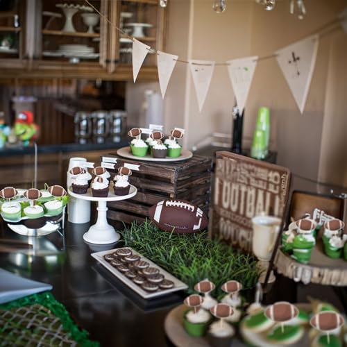36Pcs American Football Cupcake Toppers Rugby Ball Cupcake Decorations Sport Ball Cupcake Toothpicks for Football Themed Baby Shower Kids Birthday Party Cake Decorations - style: American Football
