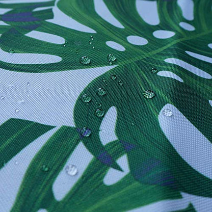 Melaluxe Spring/Summer Wrinkle-Free Waterproof Outdoor Tablecloth with Umbrella Hole and Zipper, Green Leaves, 60" Round-Zippered - color: Green Leaves, size: 60" (Round)