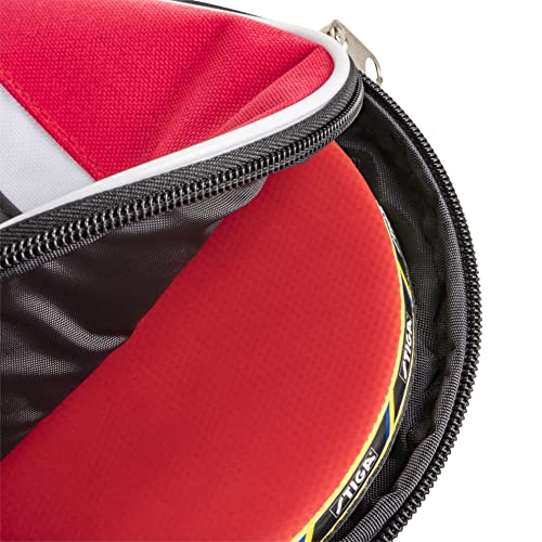 STIGA Ping Pong Paddle Cover – Padded Table Tennis Racket Case with Heavy-Duty Vinyl Construction, Zipper Closure, Reinforced Edge Protection for Travel and Storage - color: Red