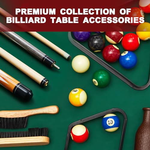 Liliful Pool Table Accessories Billiards Accessories Billiard Pool Balls with Triangle and Diamond Ball Holder Cue Chalks Pool Cue Tip Pool Sticks Pool Table Brush Set (Classic Style)