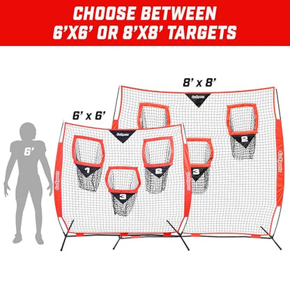 GoSports Football Throwing Net - 8 x 8 ft or 6 x 6 ft Nets - Choose Black or Red - color: 6 x 6 ft Red