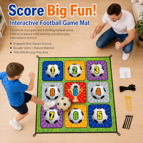 Tacky Practice Mat Target Game, Childrens 150x150cm, Soft Material Soccer Practice Mat for Kids 7-14 Years, Indoor Outdoor Soccer Set