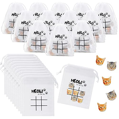 Sotiff 36 Sets Cat Tic Tac Toe Games for Kids Kitties Party Favors Cat Goody Bag Stuffers Classroom Exchange Gifts Outdoor Indoor Activities for Adults Kids School - style: Cat