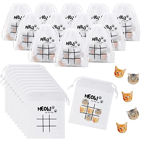 Sotiff 36 Sets Cat Tic Tac Toe Games for Kids Kitties Party Favors Cat Goody Bag Stuffers Classroom Exchange Gifts Outdoor Indoor Activities for Adults Kids School - style: Cat