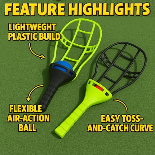 Liberty Imports Trackball Sport Chuck and Catch Ball - Player Lacrosse Racket Toy Classic Backyard Game Set Outdoor Play for Kids & Adults (4 Pack)