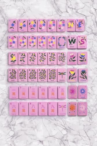 Girl Tribe Co Floating Mahjong Tiles for Pool – Floral Pink Waterproof Mahjong Tile Set, Floating Foam Tiles for Pool Games, Summer Party Game, Outdoor Mahjong Set