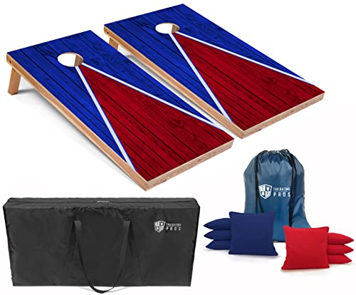 Tailgating Pros Lightweight Cornhole Game - 4'x2' Multicolor Pyramid Boards- Carrying Case & Set of 8 Corn Filled Bags - color: Red/Royal Pyramid