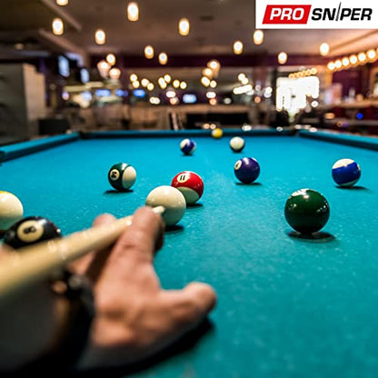 Prosniper Billiard Balls - 16 Premium Pool Ball Set Including 4X Cue Tips and 4X Blue Chalk I 6 oz & 2.25 inches I Pool Table Accessories for Beginners & Professionals I Made of Pure Resin - style: standard
