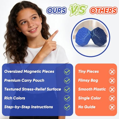 Magnet Game, Magnetic Game with String, 18PCS BlueSensory Silicone Magnet Stones for Family and Party, Magnetic Chess Strategy Table Board Games for Kids Adults.(Blue) - color: Blue