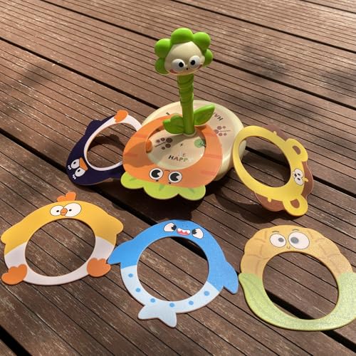 Ring toss Rings, Plastic Rings for Ring toss, Ring Game for Children, Birthday Gift, Tumbler Toy(Green (Sunflower)) - color: Green (Sunflower)