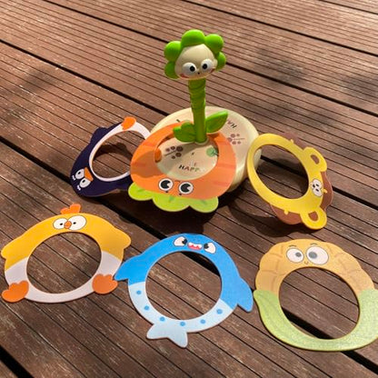 Ring toss Rings, Plastic Rings for Ring toss, Ring Game for Children, Birthday Gift, Tumbler Toy(Green (Sunflower)) - color: Green (Sunflower)