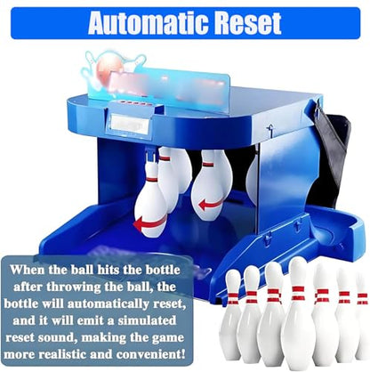 Indoor Bowling Alley Game for Kids & Adults - Electronic Bowling Ball Console with Automatic Reset, LED Scoreboard & Realistic Sound Effects - Family Fun Sports Game, 2m Long