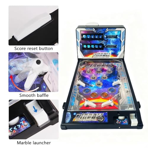 Mini Arcade Pinball for Family Kids, Classic Fun Tabletop Game, Electronic Pinball Game with Lights & Sounds, Nostalgia Ball Shooting Arcade Machine