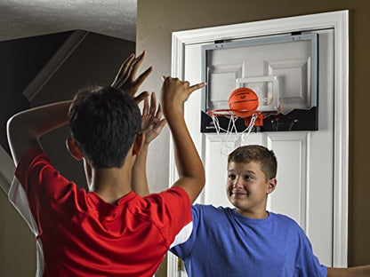 Silverback 23" LED Light-Up Over the Door Mini Basketball Hoop Includes Mini Basketball and Air Pump , Black - color: Black 23"