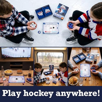 FoxMind-Games: Sports Dice-Hockey-Board-Game, Shoot The Puck & Beat The Goaltender to Score, Easy to Learn & Fun to Play, 2 or 4 Players, Ages 7+ - style: Hockey