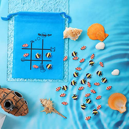 Sotiff 36 Set Tic Tac Toe Game Bulk for Kids Valentine's Day Gifts for Kids Tic Tac Toe with Bag Classroom Prizes Games for School Exchange Birthday Party Favor(5.9x7.9'', sea Animal) - style: Sea Animal