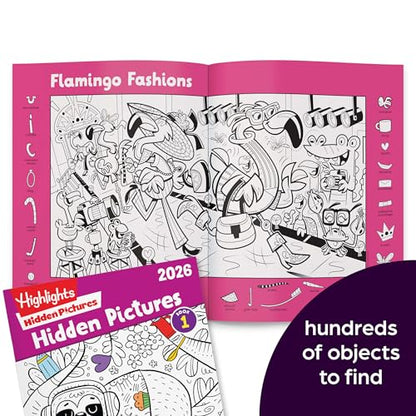 Highlights Hidden Pictures 2026 Activity Books for Kids Ages 6 and Up, 4 Puzzle Books Packed with Hidden Object Fun, Coloring Pages, and Seek and Find Fun