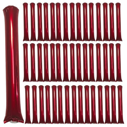 48pcs Round Head Boom Sticks Thunder Sticks Cheering Sticks Team Spirit Plastic Cheerleading Spirit Stick Clapper Inflatable Noise Maker Sports Supply (Metallic red) - color: Metallic Red