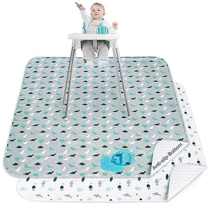 Splat Mat 2 Pack for Under High Chair & Arts & Eating Mess, Waterproof Baby Playtime Anti-Slip High Chair Mat for Floor or Table, Reusable & Portable Splash Mat for Under High Chair, 46" x 42"
