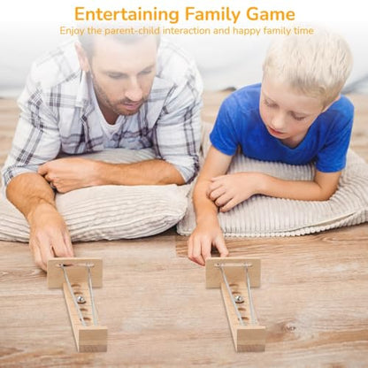 2 PCS Wooden Tabletop Games, Desktop Balancing Ball Games for Teens Adults, Fine Motor Skill Tabletop Ball Toys, Family Game Education Toys with Wooden Hockey Play Design