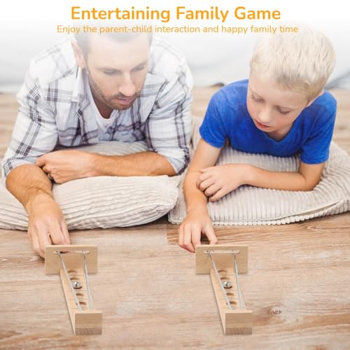 2 PCS Wooden Tabletop Balancing Ball Games for Adults, Desktop Intelligent Exercise Fine Motor Ball Toys, Family Education Hockey Play for Teens
