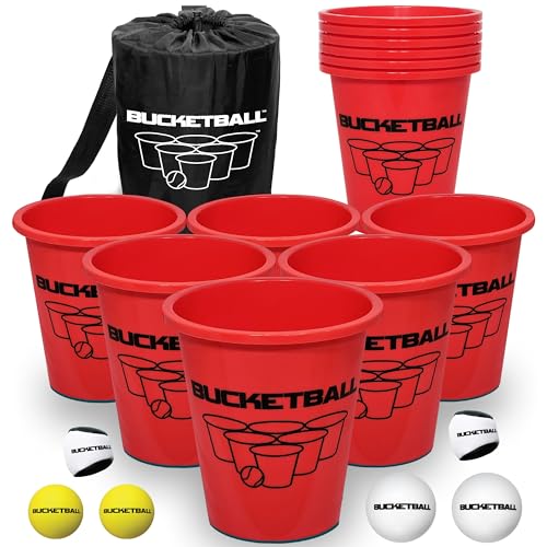 BucketBall | Original, Largest & Most Durable Brand | Supports USA Jobs | Ultimate Outdoor & Tailgate Game | Perfect for Beach, Pool, Lawn, Yard, Camping - color: Giant Yard Pong Edition, style: Combo Pack
