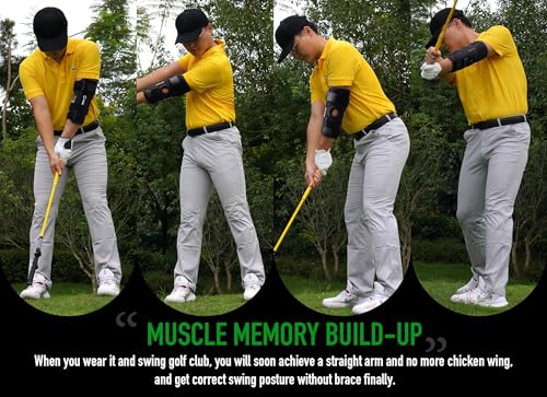 GAIARENA Golf Training Aid Straight Arm Elbow Brace Swing Trainer, Straight Away Swing Trainer Aid to Eliminate Chicken Wing Swing Golf Accessories Practice Equipment Gifts for Men Women Beginner - color: Black