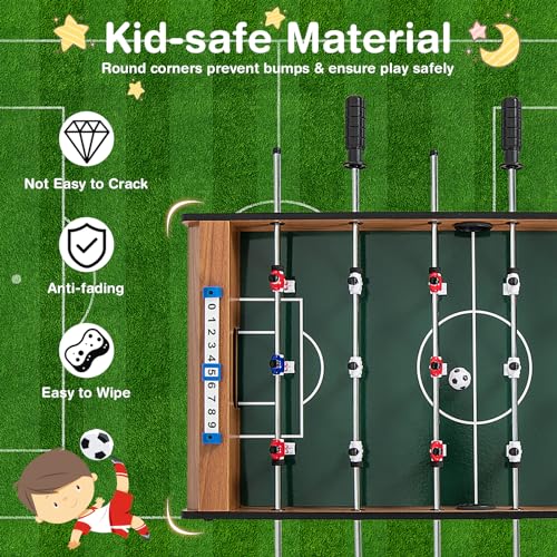 Giantex Foosball Table, 27in Mini Football Table Game w/ 2 Footballs,Score Keepers, Wood Soccer Table Top for Kids, Family Night, Parties, Game Rooms