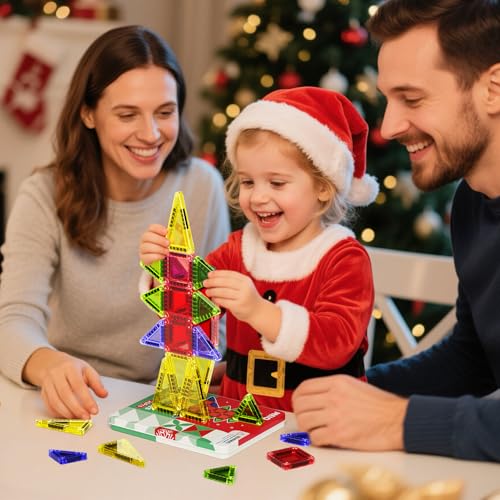 Travel Magnetic Tiles for Kids, 26 PCs Mini Magnetic Building Blocks with Festive Iron Storage Box, STEM Travel Toys for Toddlers Ages 3-5+, Educational Learning Gift for Boys & Girls - size: Travel