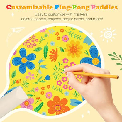 Unfinished Wooden Ping Pong Paddles, 2 Pairs Unpainted Wood Table Tennis Paddles - Plain Wood Table Tennis Rackets for Indoor & Outdoor Games